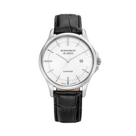 [로만손] 드아르본 슬릭 데이트 가죽시계 (RWCBMM5A1000WHWH0)