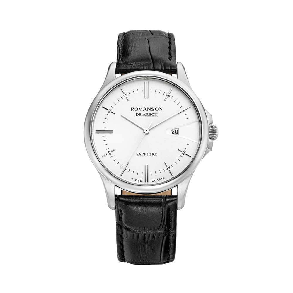 [로만손] 드아르본 슬릭 데이트 가죽시계 (RWCBMM5A1000WHWH0)