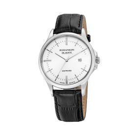 [로만손] 드아르본 슬릭 데이트 가죽시계 (RWCBMM5A1000WHWH0)
