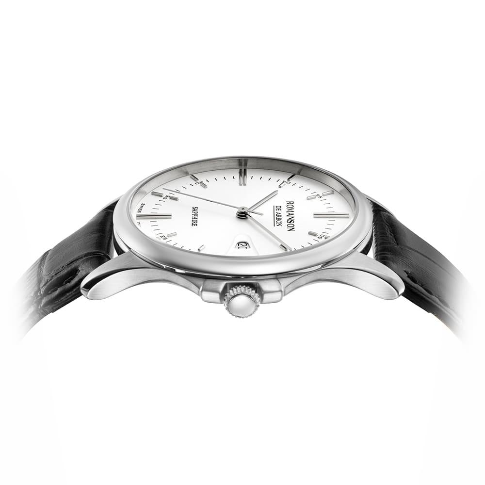 [로만손] 드아르본 슬릭 데이트 가죽시계 (RWCBMM5A1000WHWH0)