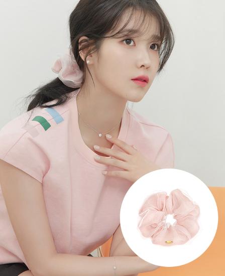 [아이유 PICK] LALA J 오간자 헤어 스크런치 - 베이비 핑크 (JALJHS2BF821FA000)