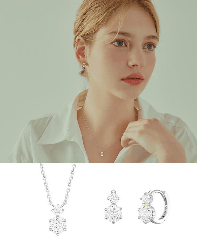 [아이유 PICK] WHITEMOND 목걸이+귀걸이 세트 (SET-J0-0104)