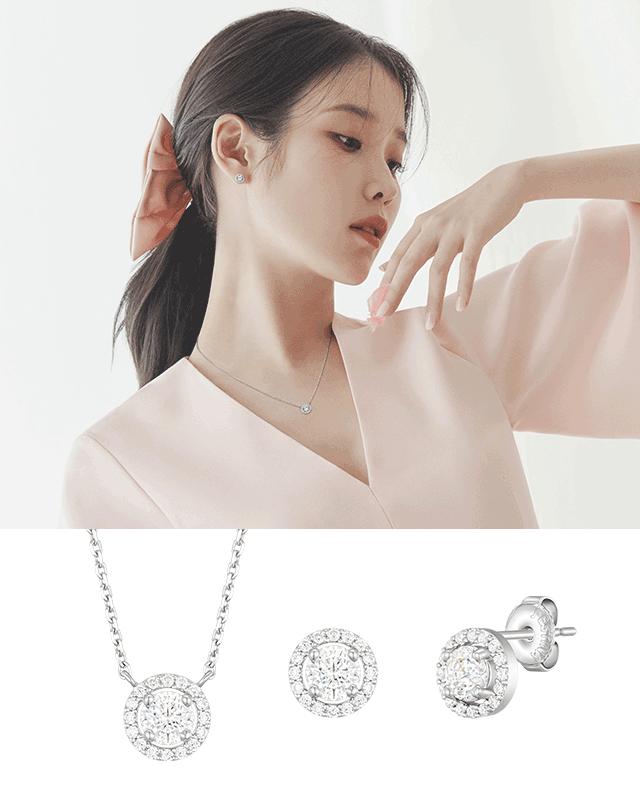 [아이유 PICK] WHITEMOND 목걸이+귀걸이 세트 (SET-J0-0105)