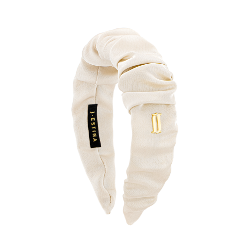 LALA J 새틴 셔링 헤어밴드 - 화이트 (JALJHB3BF820FA000)