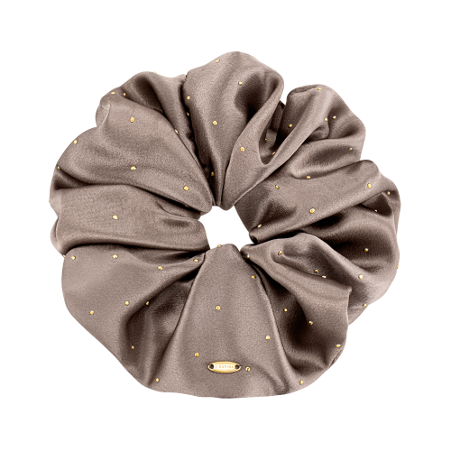 LALA J 새틴 도트 헤어 스크런치 - 헤이즐넛 베이지 (JALJHS3BF828FA000)