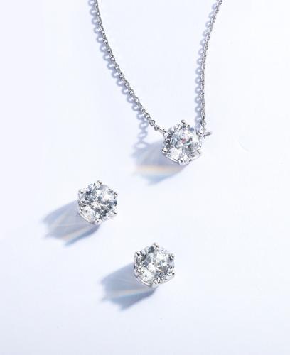 WHITEMOND 1캐럿 목걸이+귀걸이 세트 (SET-J0-0106)