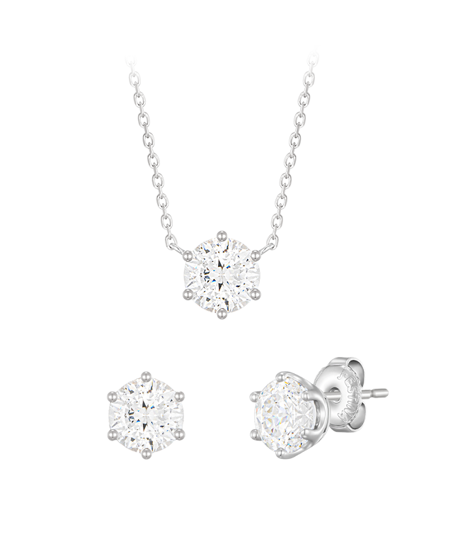 WHITEMOND 1캐럿 목걸이+귀걸이 세트 (SET-J0-0106)