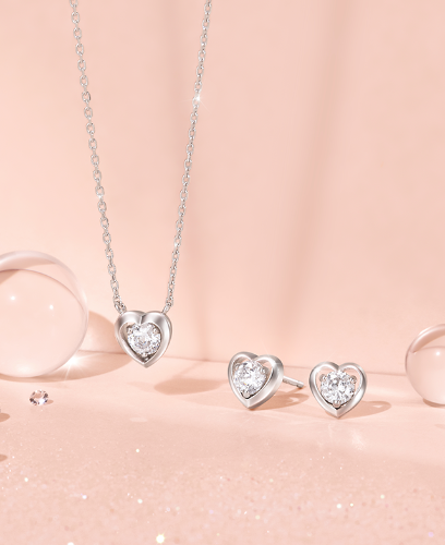 WHITEMOND 하트 프레임 목걸이+귀걸이 세트 (SET-J0-0108)