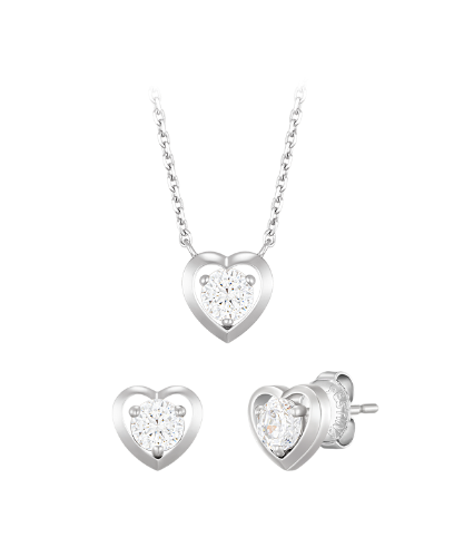 WHITEMOND 하트 프레임 목걸이+귀걸이 세트 (SET-J0-0108)