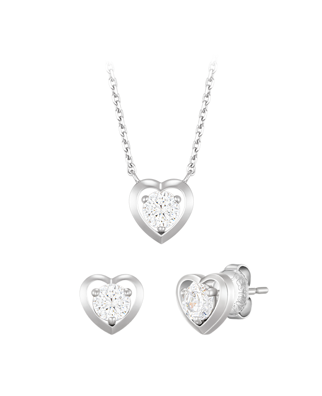 WHITEMOND 하트 프레임 목걸이+귀걸이 세트 (SET-J0-0108)