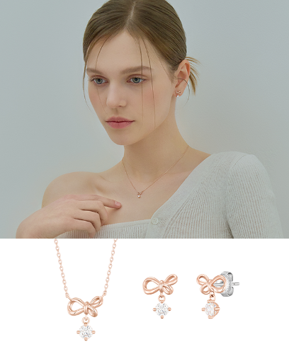 레이첼 리본 목걸이+귀걸이 세트 (SET-J0-0205)