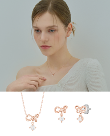 레이첼 리본 목걸이+귀걸이 세트 (SET-J0-0205)