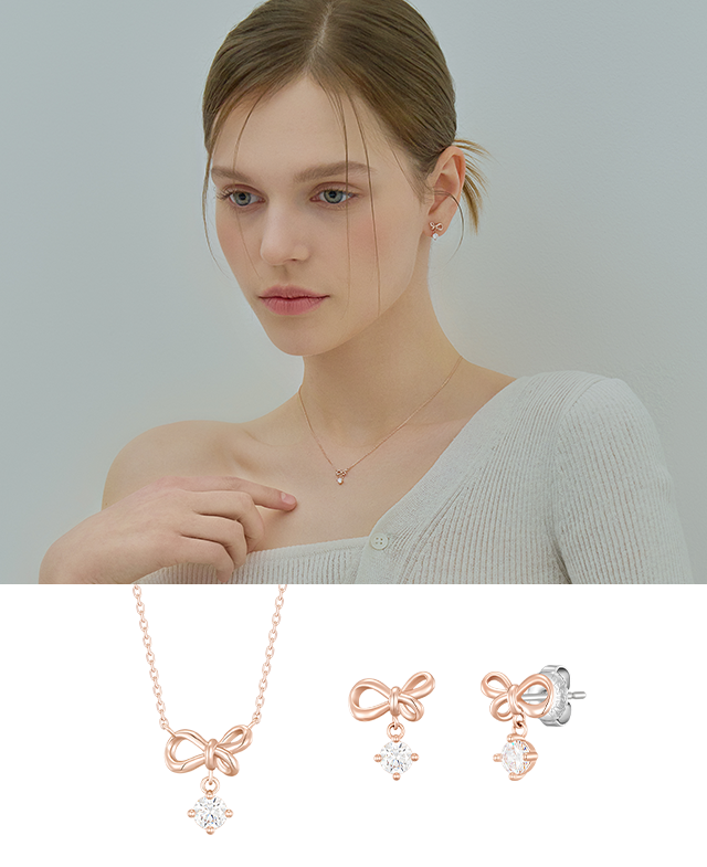 레이첼 리본 목걸이+귀걸이 세트 (SET-J0-0205)