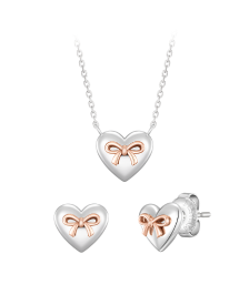 [아이유 PICK] 레이첼 리본 하트 목걸이+귀걸이 세트 (SET-J0-0206)