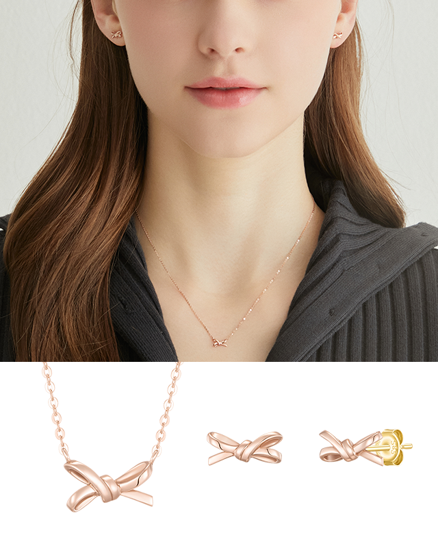 J.Fenella 리본 14K 목걸이+귀걸이 세트 (SET-J0-0428)