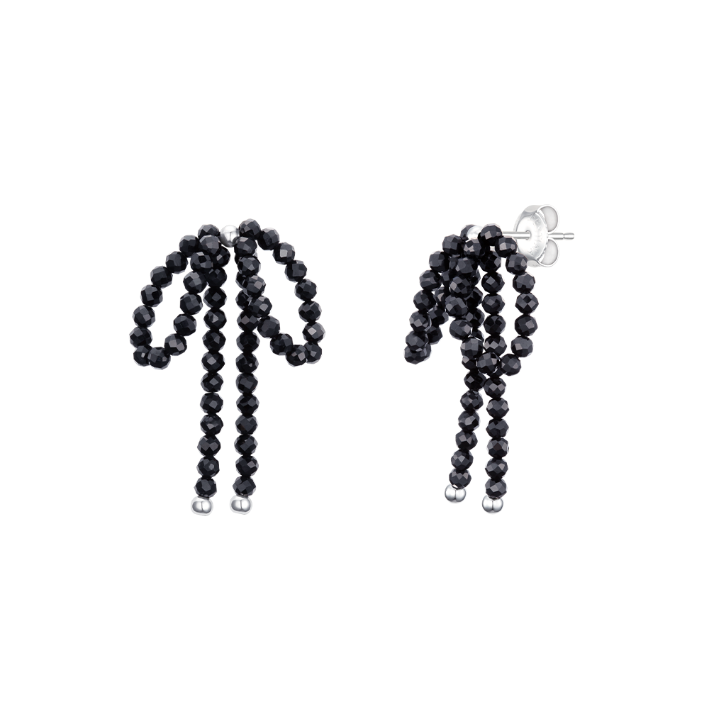 STELLA 리본 블랙 비드귀걸이 (JJLJEZ4BF390BR000)