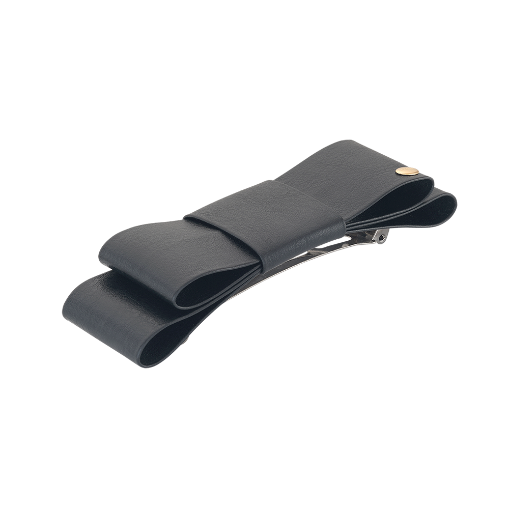 J.RIBBON 스퀘어 리본 레더 헤어핀 - 뮤트 블랙 (JAI1HP5BV829PUBK0)