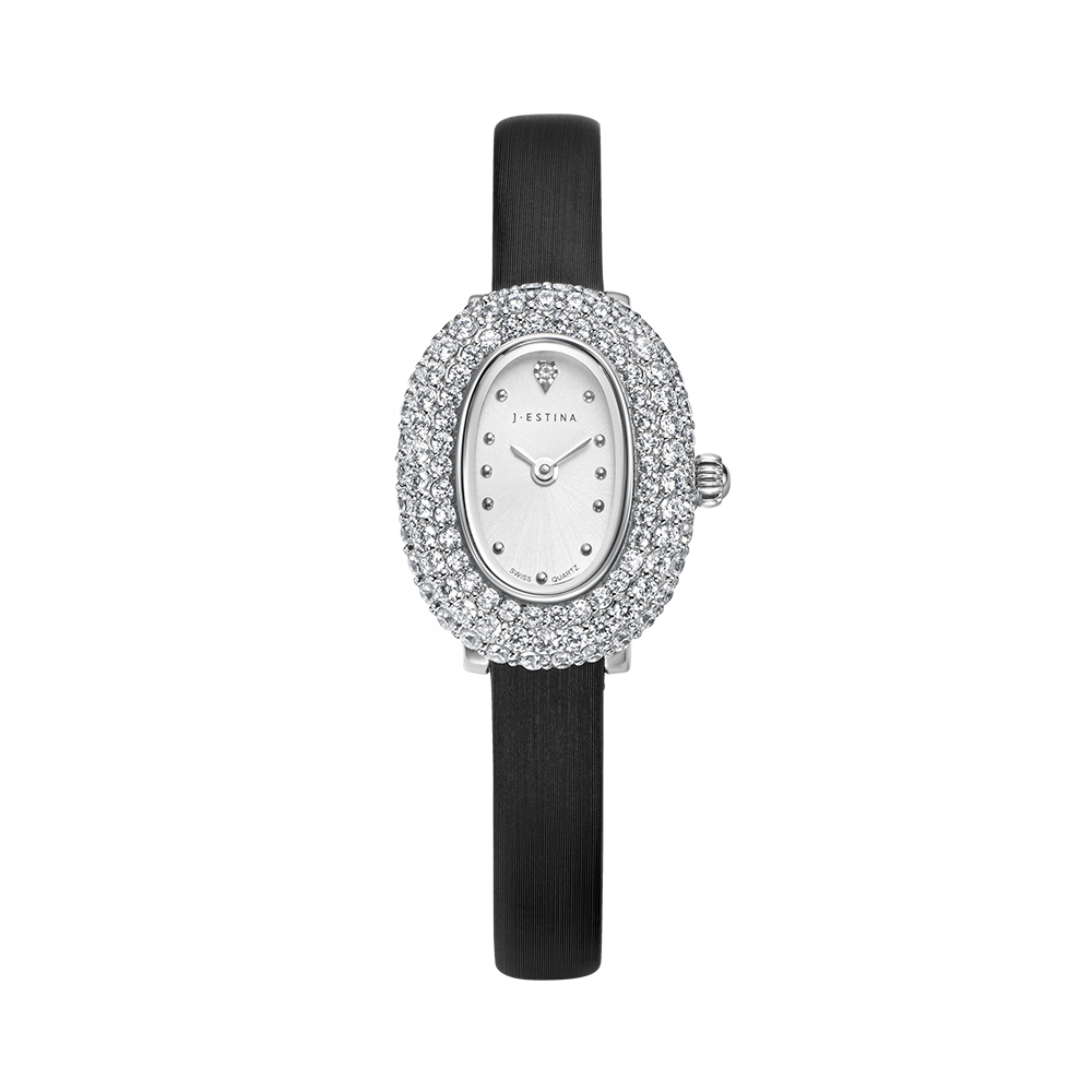 JE ORIANA COCKTAIL 새틴 가죽시계 - 블랙 (JWJ1FA5BF504WHBK0)