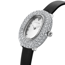 JE ORIANA COCKTAIL 새틴 가죽시계 - 블랙 (JWJ1FA5BF504WHBK0)