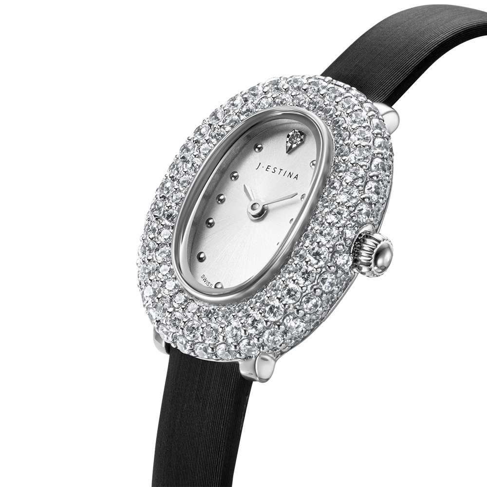 JE ORIANA COCKTAIL 새틴 가죽시계 - 블랙 (JWJ1FA5BF504WHBK0)