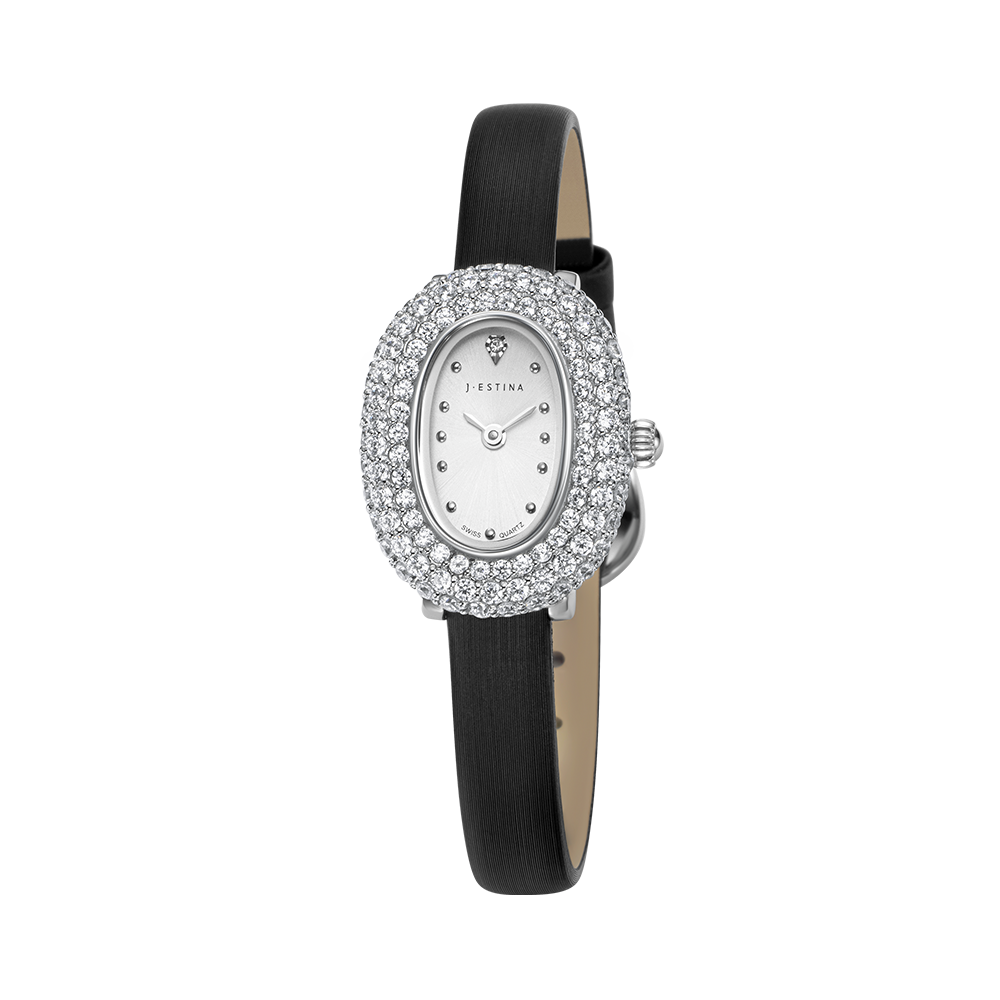 JE ORIANA COCKTAIL 새틴 가죽시계 - 블랙 (JWJ1FA5BF504WHBK0)