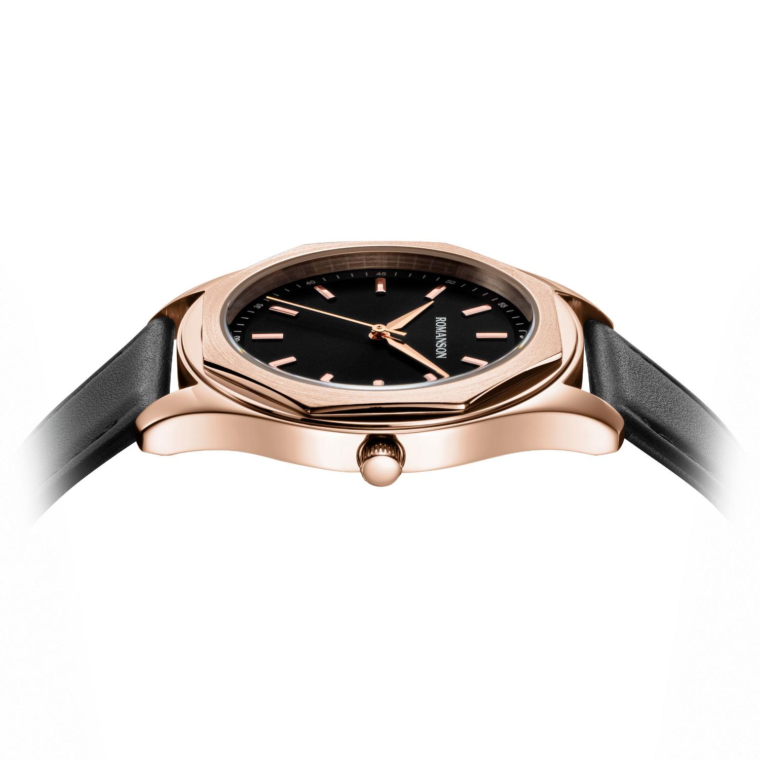 [로만손] 로만체 옥타곤 40 가죽시계 (RWTLMM5BF009RGBK0)