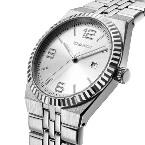 [로만손] 악티우스 데이트 화이트 40 메탈시계 (RWTMMM6BS201WHWH0)