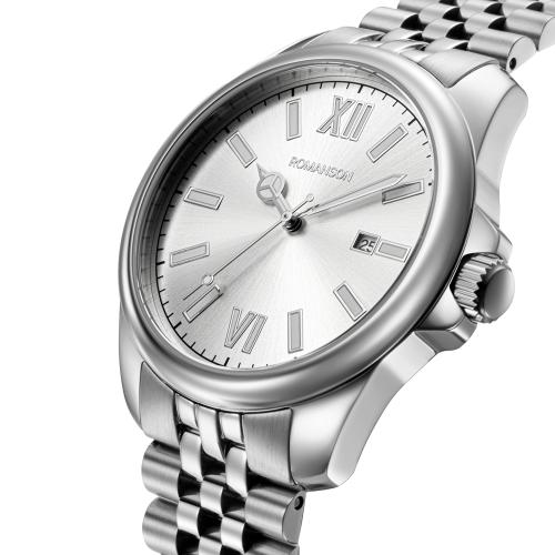 [로만손] 악티우스 데이트 화이트 41 메탈시계 (RWTMMM6BS202WHWH0)